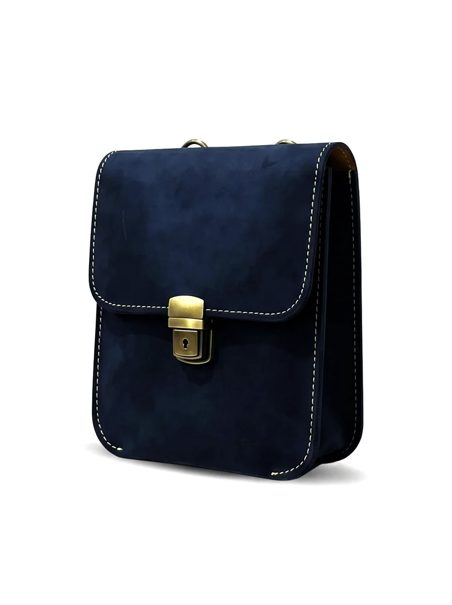 Leather Cross Body Bag Nubuck Black