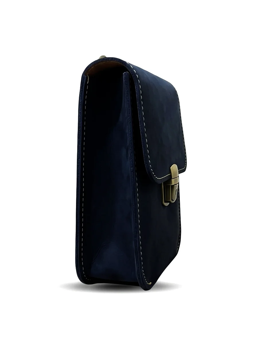 Leather Cross Body Bag Nubuck Black - Image 2
